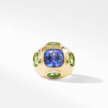 Renaissance Five Stone Ring in 18K Yellow Gold with Tanzanite and Peridot