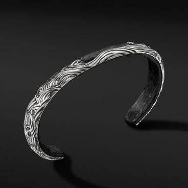 Waves Cuff Bracelet with Forged Carbon