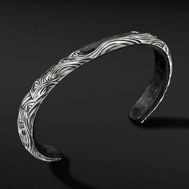 Waves Cuff Bracelet with Forged Carbon