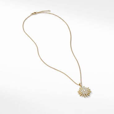 Starburst Pendant Necklace in 18K Yellow Gold with Full Pavé Diamonds