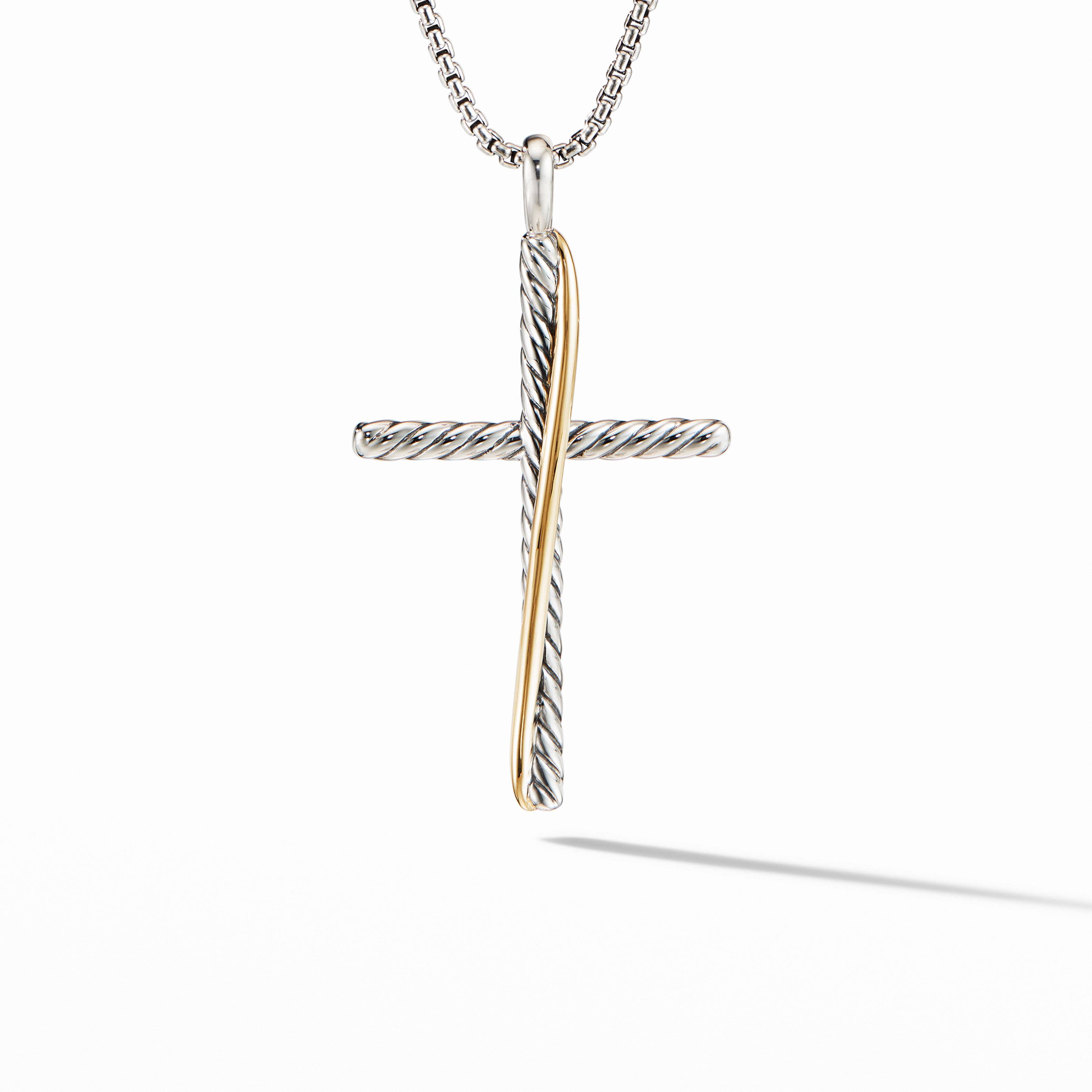 Crossover Cross Necklace in Sterling Silver with 18K Yellow Gold
