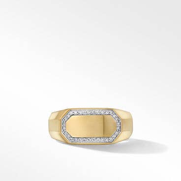 Streamline® Cigar Band Ring in 18K Yellow Gold with Pavé Diamonds