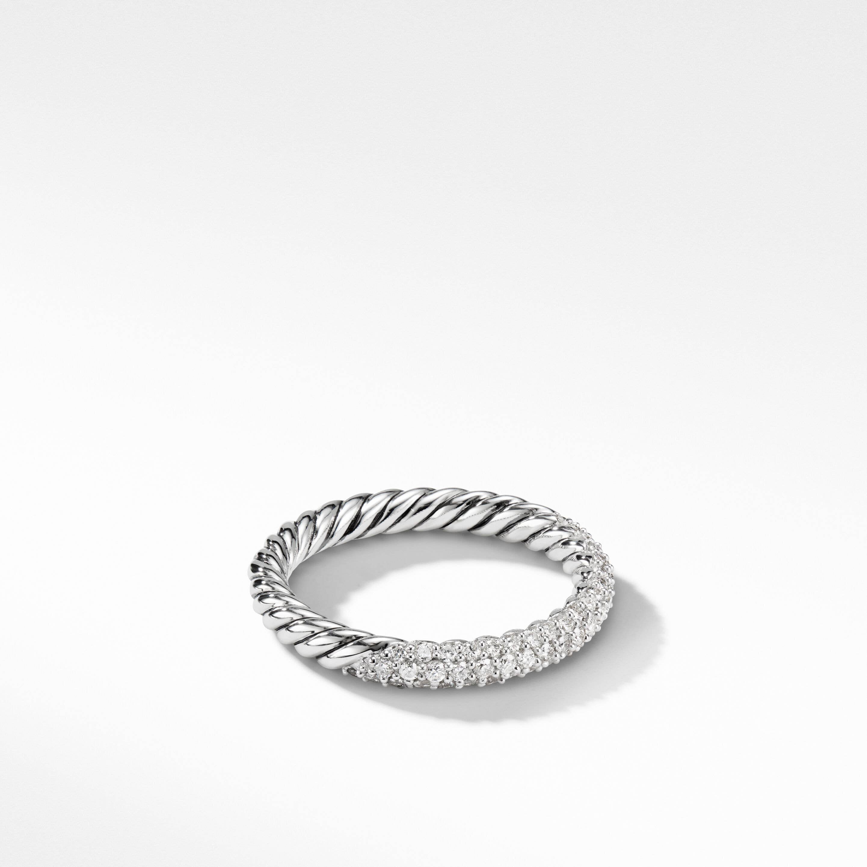 Petite Pavé Stack Ring in Sterling Silver with Diamonds