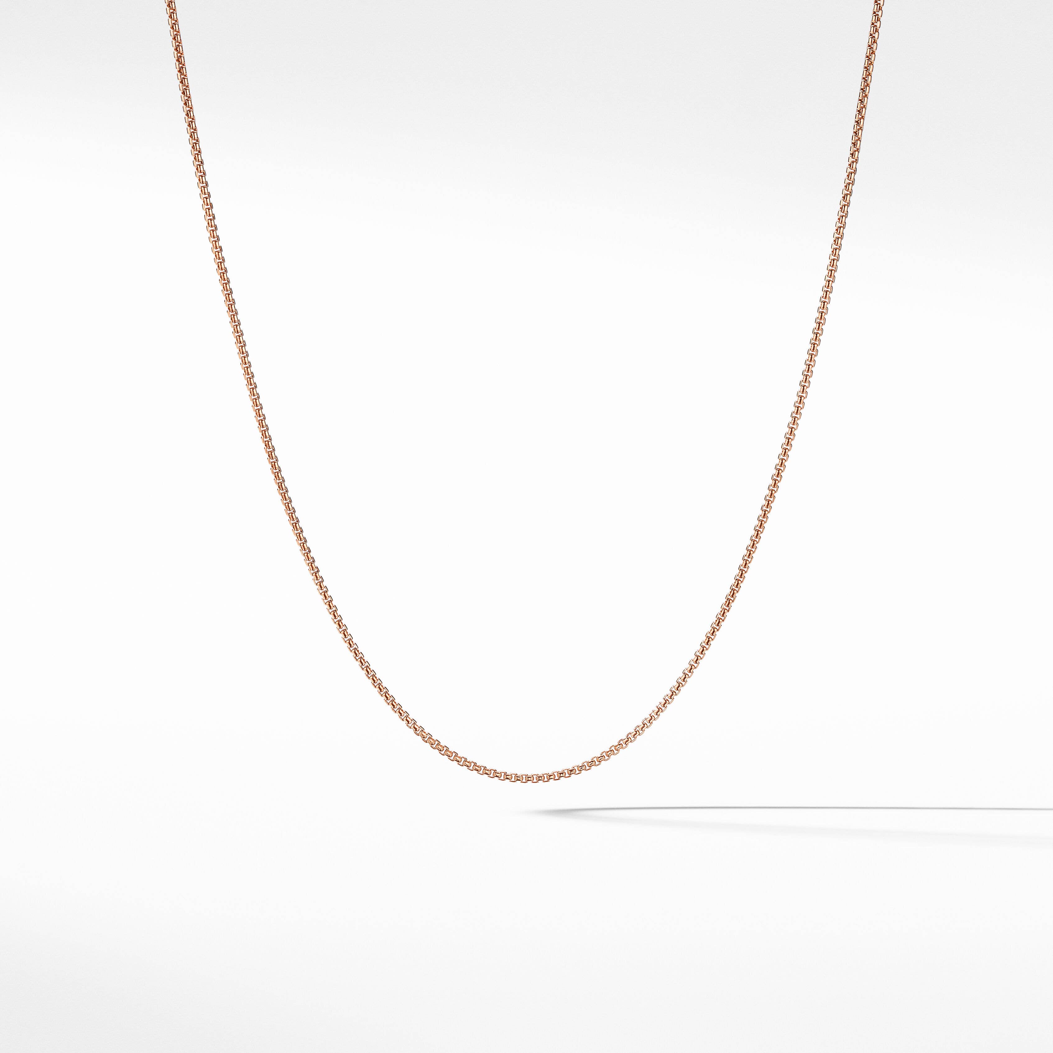 Box Chain Slider Necklace in 18K Rose Gold, 1.7mm