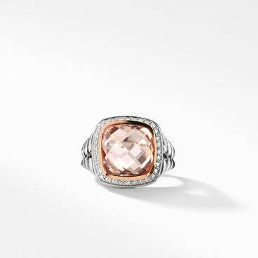 Albion® Ring with Morganite, Pavé Diamonds and 18K Rose Gold