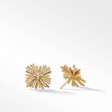 Angelika™ Four Point Stud Earrings in 18K Yellow Gold with Pavé Diamonds