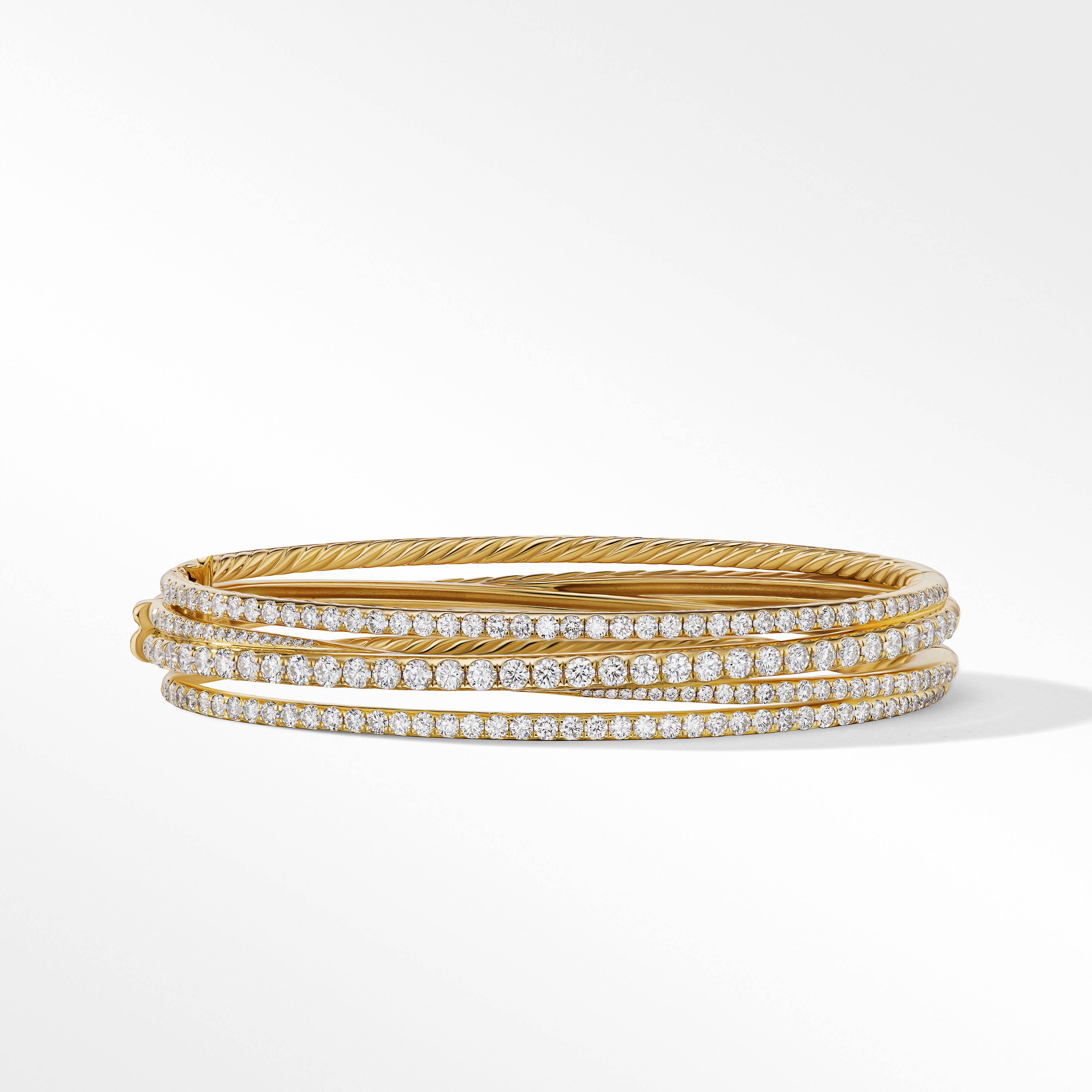 Pavé Crossover Four Row Bracelet in 18K Yellow Gold with Diamonds