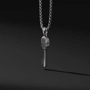 Memento Mori Skull Key Amulet with Pavé Black Diamonds