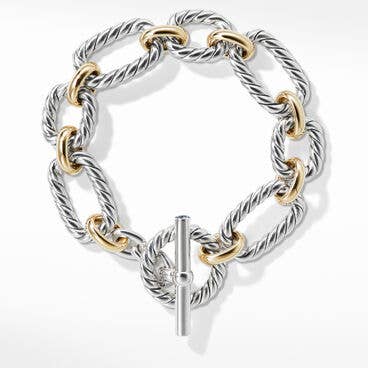 Cushion Link Chain Bracelet with 18K Yellow Gold and Blue Sapphires