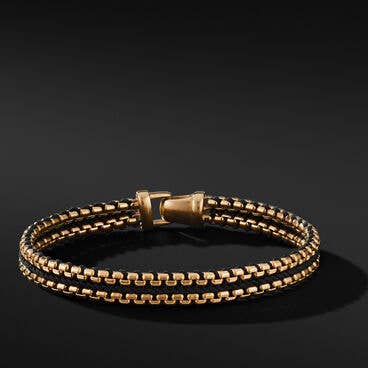 Woven Box Chain Bracelet with Black Nylon and 18K Yellow Gold