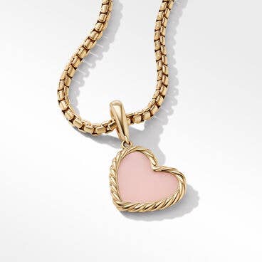DY Elements® Heart Amulet in 18K Yellow Gold with Pink Opal