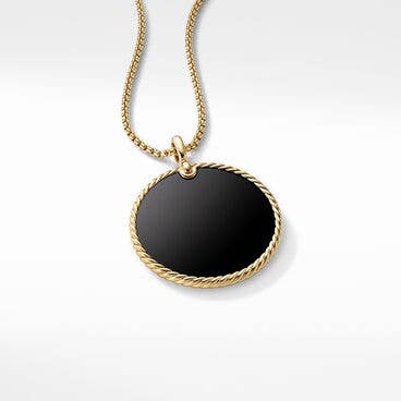 DY Elements® Disc Pendant in 18K Yellow Gold with Black Onyx Reversible to Mother of Pearl