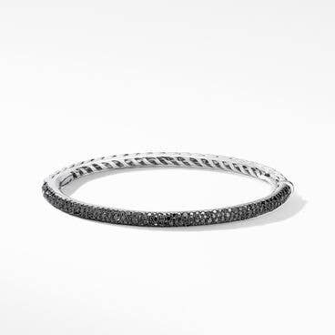 Cable Bangle Bracelet in 18K White Gold with Pavé Black Diamonds