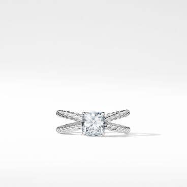 DY Crossover® Petite Engagement Ring in Platinum, Cushion