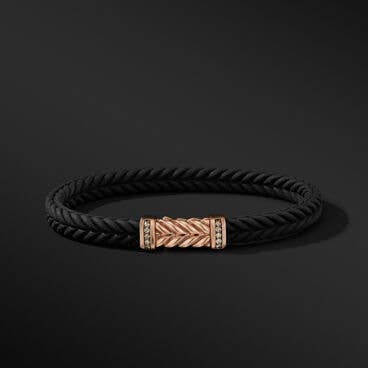 Chevron Black Rubber Bracelet with 18K Rose Gold and Pavé Cognac Diamonds