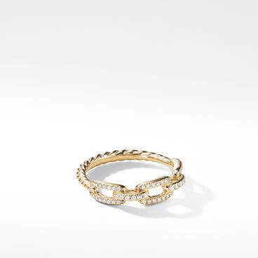 Stax Chain Link Ring in 18K Yellow Gold with Pavé Diamonds