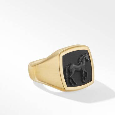 Petrvs Horse Pinky Ring in 18K Yellow Gold, 14.8mm