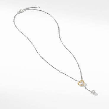 Cable Collectibles® Heart Y Necklace in Sterling Silver with 18K Yellow Gold and Pavé Diamonds