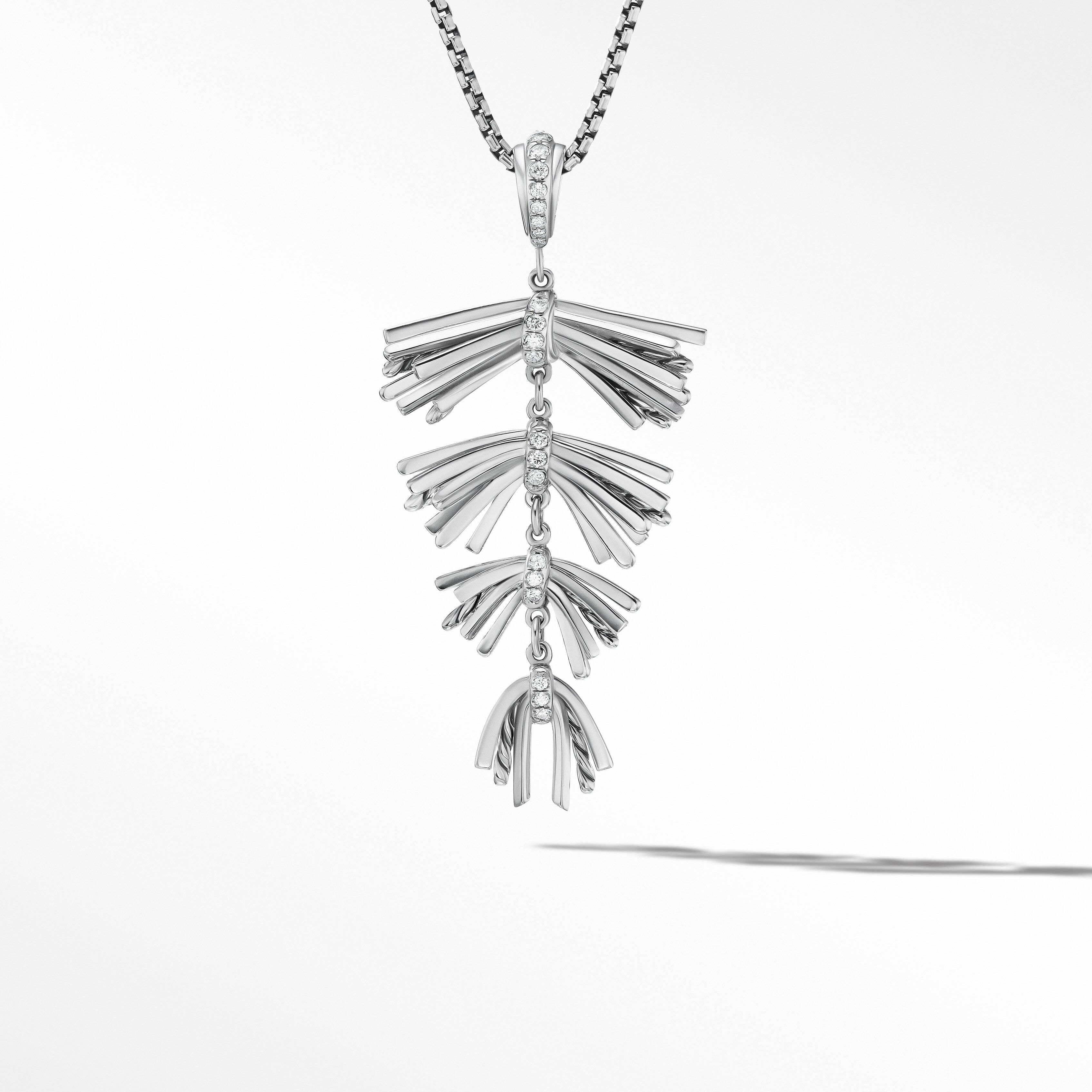 Angelika™ Fringe Pendant Necklace in Sterling Silver with Pavé Diamonds