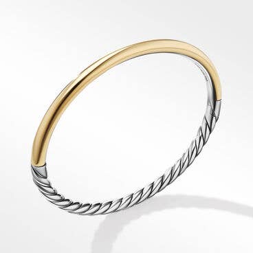 Sculpted Cable and Smooth Bracelet with 18K Yellow Gold