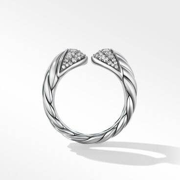 Sculpted Cable Ring with Diamonds, 17mm