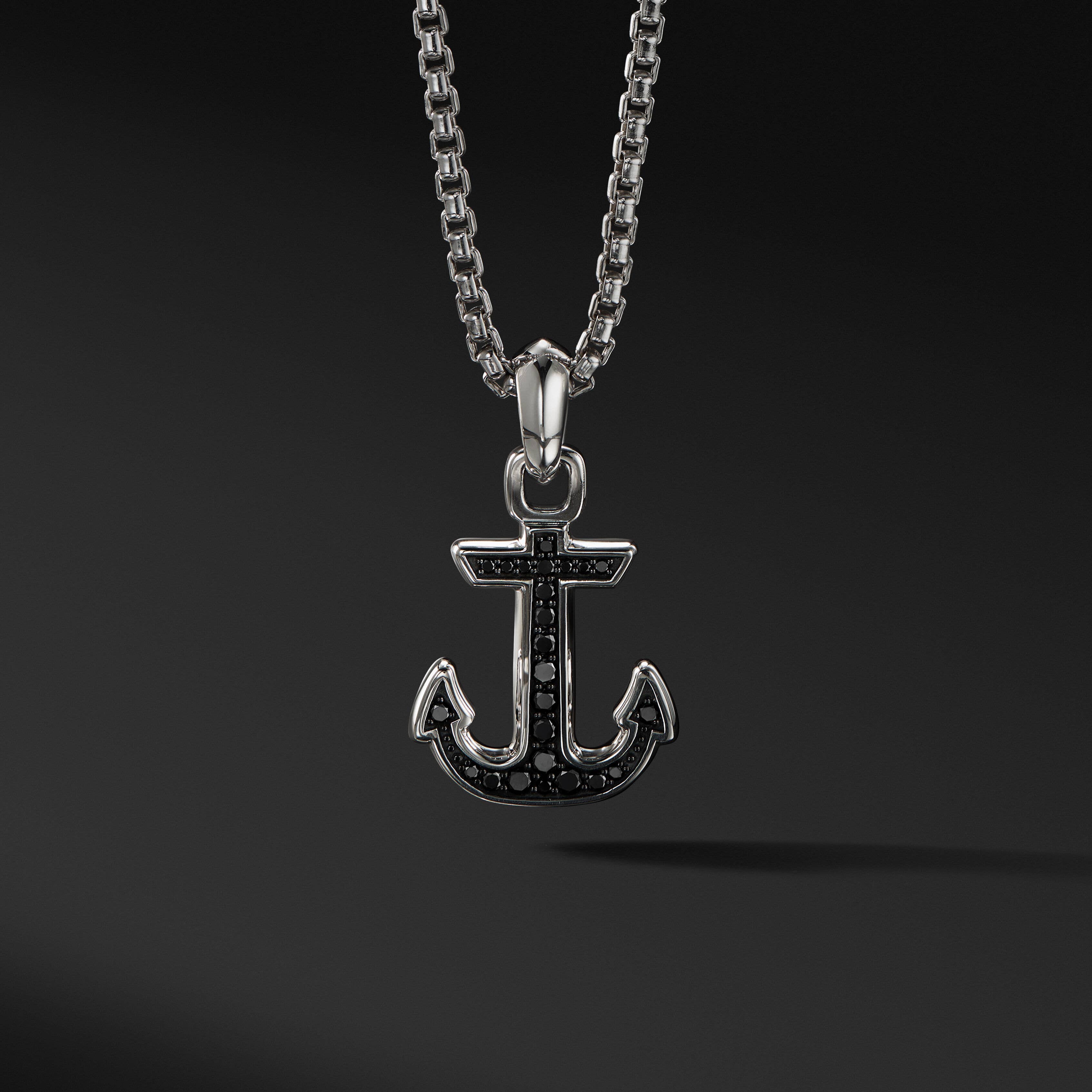 Maritime® Anchor Amulet in Sterling Silver with Pavé Black Diamonds