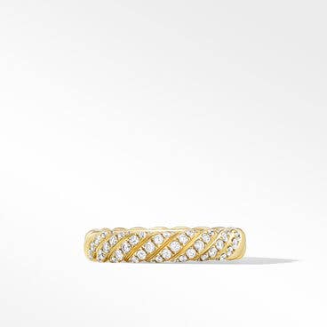 Sculpted Cable Pavé Band Ring in 18K Yellow Gold with Diamonds