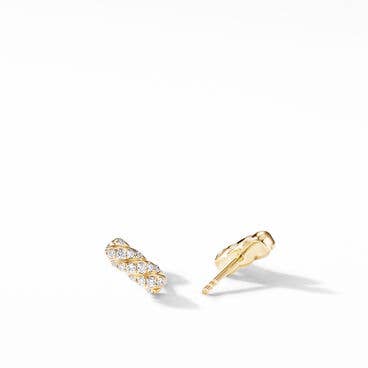 Cable Collectibles® Bar Stud Earrings in 18K Yellow Gold with Pavé Diamonds
