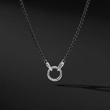 Smooth Amulet Box Chain Necklace in Darkened Stainless Steel, 2.7mm