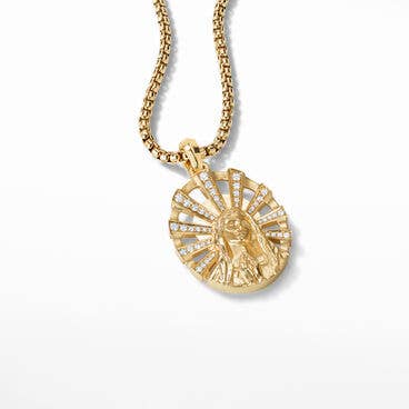 Madonna Amulet in 18K Yellow Gold with Pavé Diamonds
