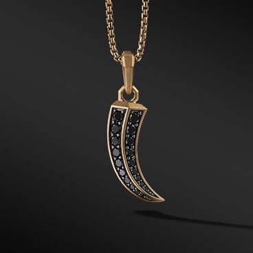 Roman Claw Amulet in 18K Yellow Gold with Pavé Black Diamonds