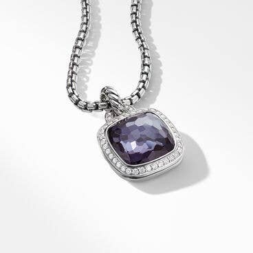 Albion® Pendant in Sterling Silver with Black Orchid and Pavé Diamonds