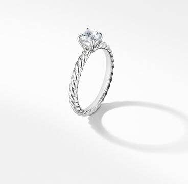 DY Unity Cable Petite Engagement Ring in Platinum, Cushion