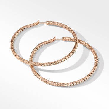 Reverse Set Hoop Earrings in 18K Rose Gold with Pavé Cognac Diamonds