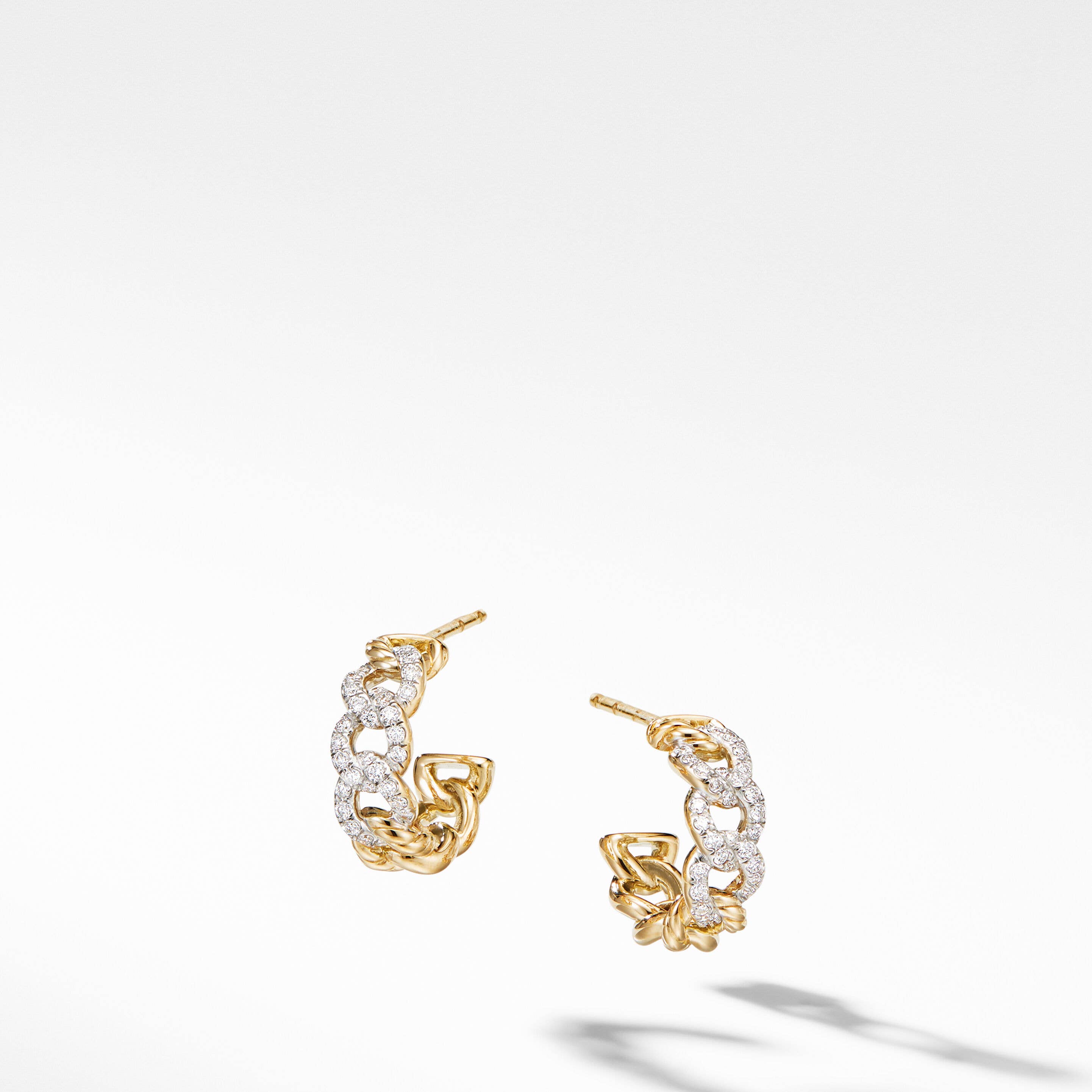 Belmont® Curb Link Hoop Earrings in 18K Yellow Gold with Pavé Diamonds