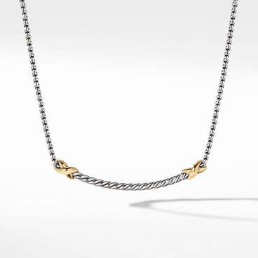 Petite X Bar Station Necklace with 18K Yellow Gold