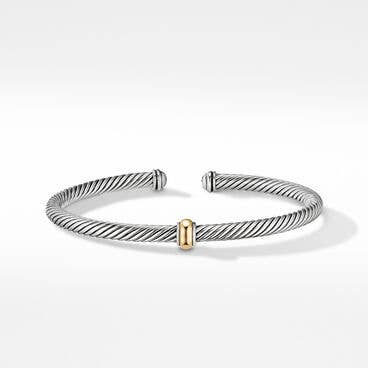 Cable Classics Center Station Bracelet in Sterling Silver with 18K Yellow Gold