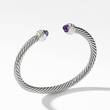 Cable Classics Bracelet in Sterling Silver with Amethyst and Pavé Diamonds