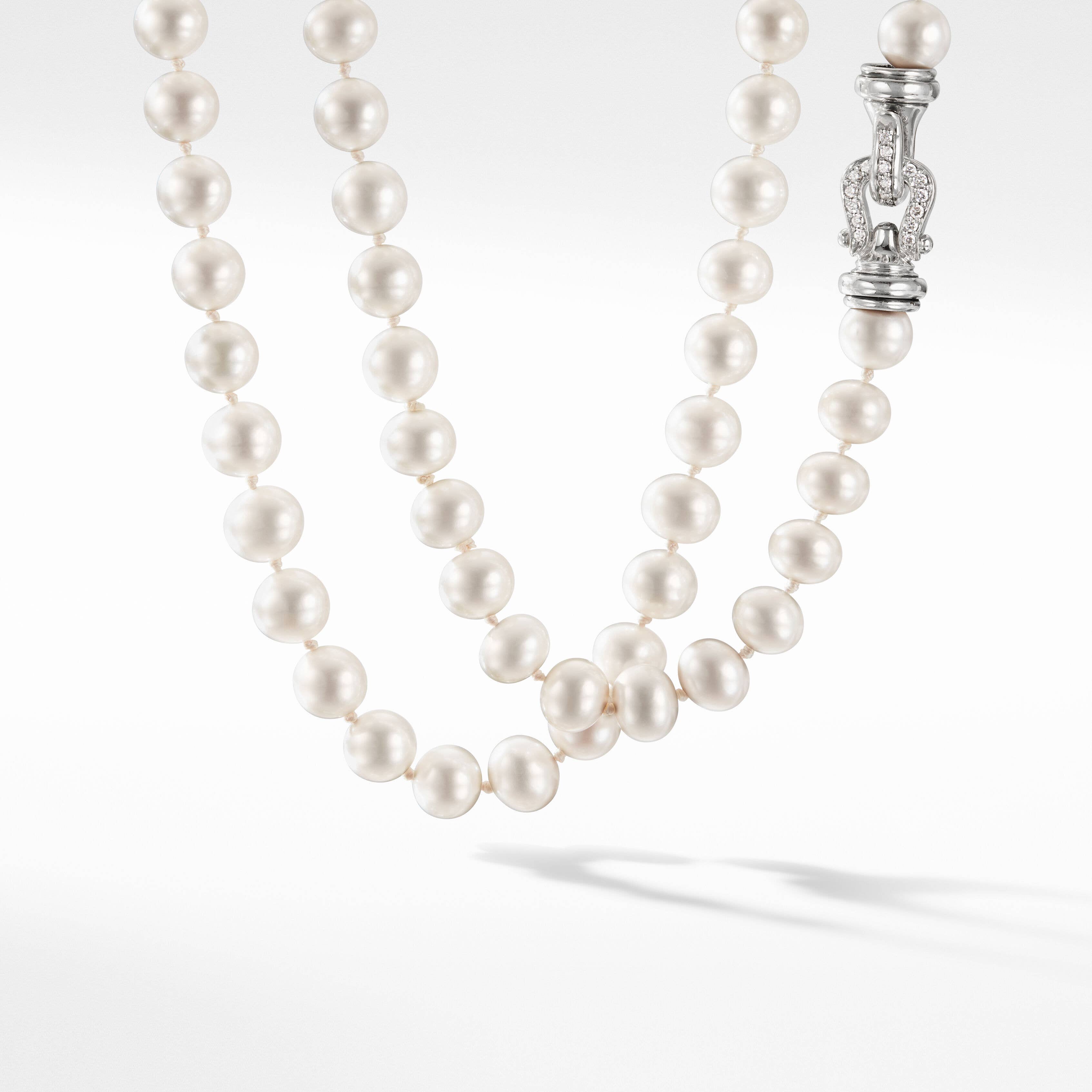 Pearl Strand Necklace with Pavé Diamonds