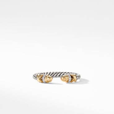 Petite Helena Color Ring with 18K Yellow Gold Domes and Pavé Diamonds