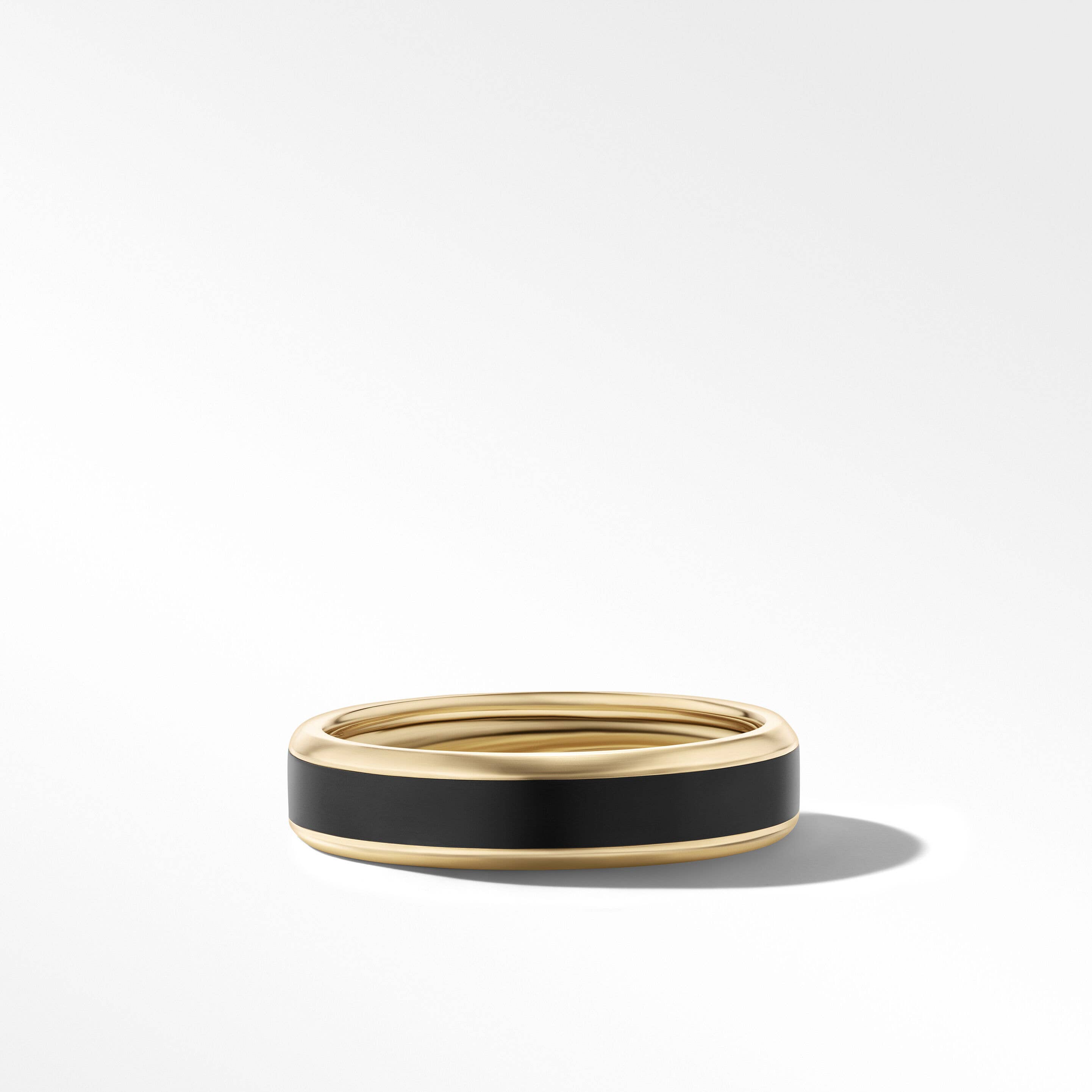 Beveled Band Ring in 18K Yellow Gold with Black Titanium