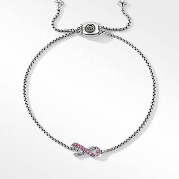 Cable Collectibles® Ribbon Chain Bracelet in Sterling Silver with Pavé Pink Sapphires