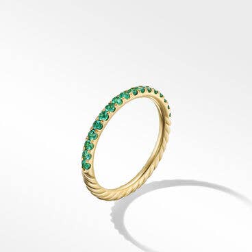Cable Collectables® Stack Ring in 18K Yellow Gold with Pavé Emeralds