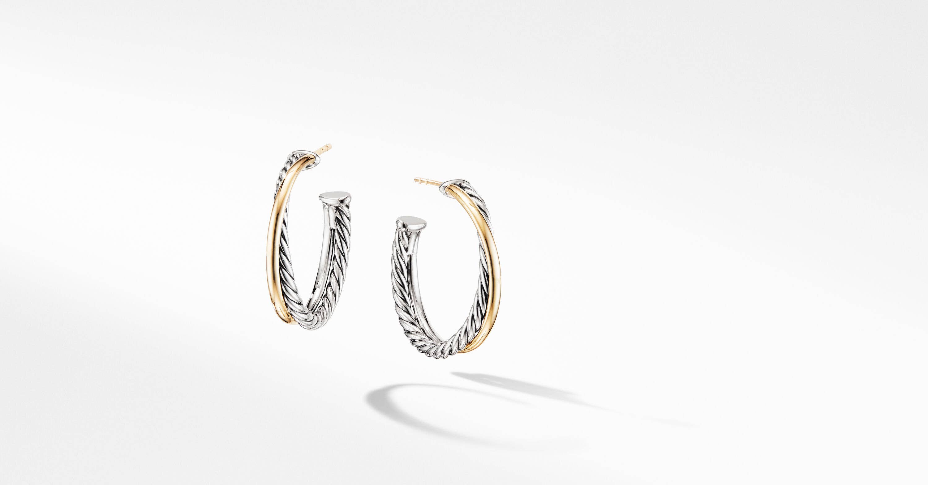 Crossover Hoop Earrings in Sterling Silver with 18K Yellow Gold | David  Yurman