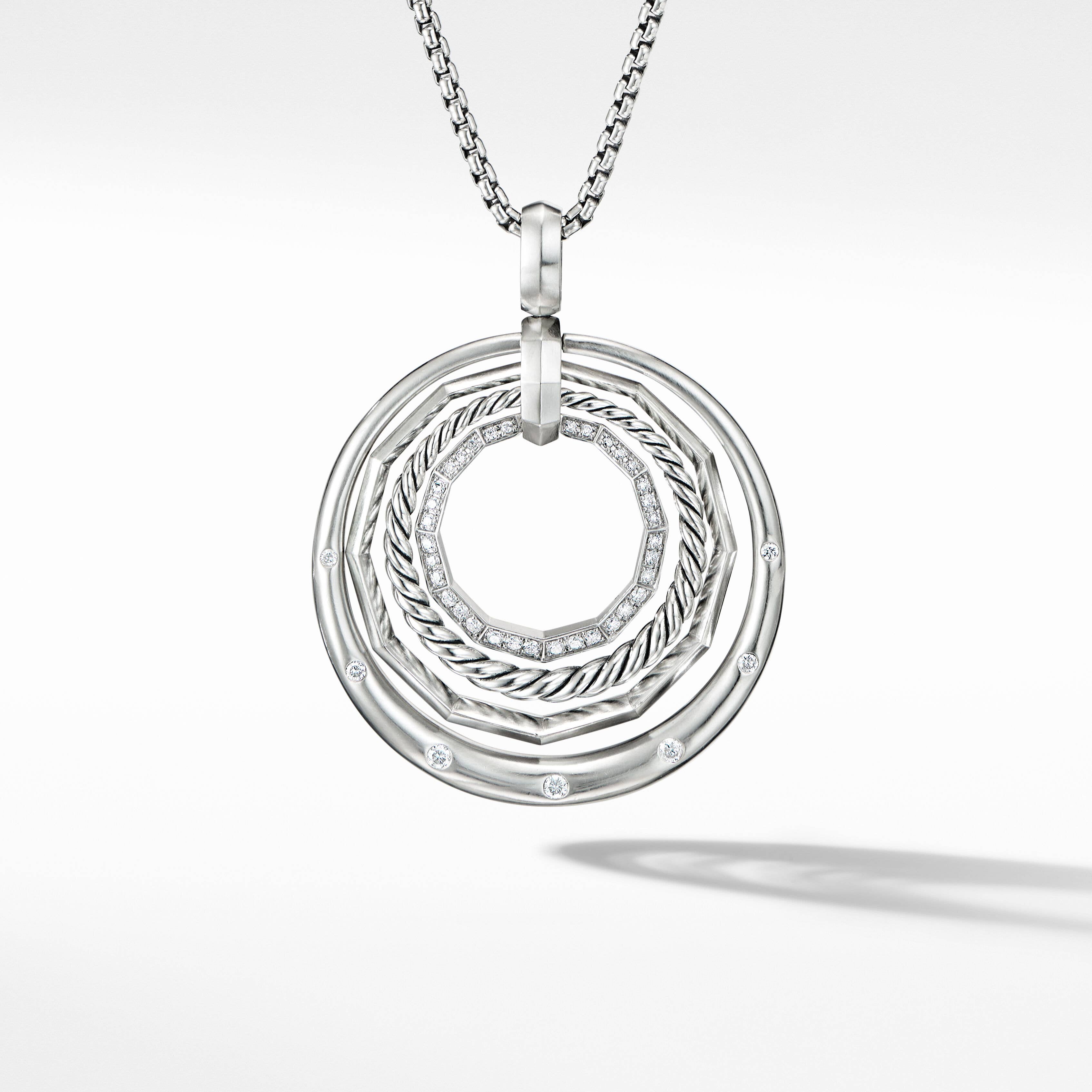 Stax Pendant Necklace in Sterling Silver with Pavé Diamonds