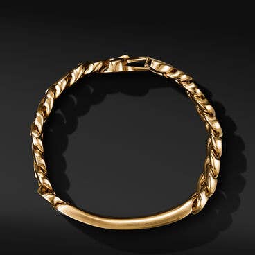 Curb Chain ID Bracelet in 18K Yellow Gold with Pavé Diamonds