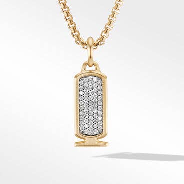Cairo Cartouche Amulet in 18K Yellow Gold with Pavé Diamonds
