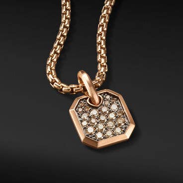 Roman Amulet in 18K Rose Gold with Pavé Cognac Diamonds