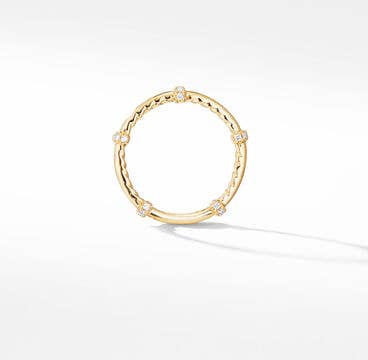DY Astor Band Ring in 18K Yellow Gold with Pavé Diamonds