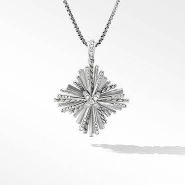 Angelika™ Four Point Pendant Necklace in Sterling Silver with Pavé Diamonds